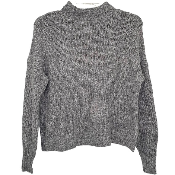 American Eagle Gray Sweater Boxy Mock Turtleneck Ribbed Knit Oversized Sz S - Picture 2 of 9
